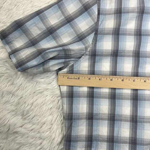 Travis Mathew Short Sleeve Button Down Shirt Plaid/Checkered Blue/White Size L - Picture 6 of 12